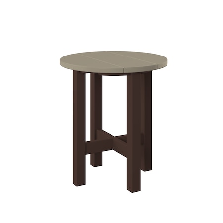Polybird ROUND END TABLE.      WEATHERWOOD AND TUDOR BROWN POLYBIRD P53