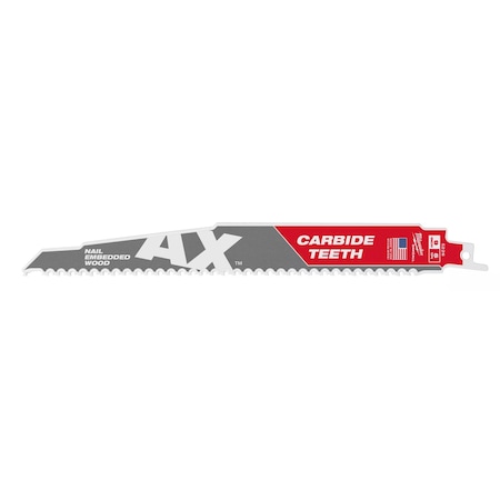 Milwaukee Tool 9 in. 5 TPI SAWZALL THE AX with CARBIDE TEETH Reciprocating Saw Blade for Nail Embedded Wood (25 pk) 48-00-8526