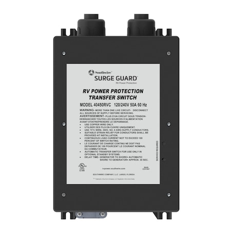 Southwire TRANSFER SWITCHES AND PANELS RV Transfer Power Between Shore And RV Generator Automatic 120 240 V 40450RVC3