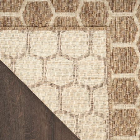 Homeroots 12' Natural And Beige Geometric Indoor Outdoor Runner Rug 564121