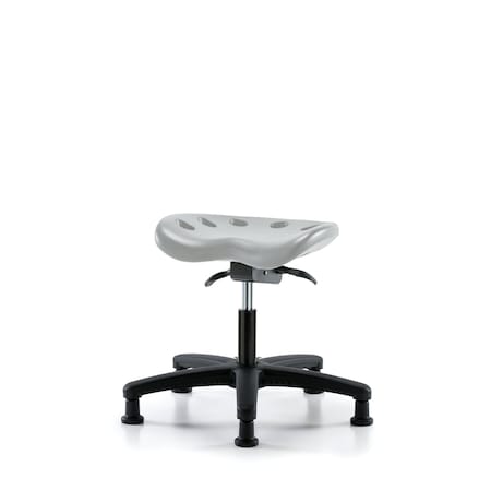 Blue Ridge Ergonomics Polyurethane Tractor Sit-Stand Stool - Desk Height with Stationary Glides in Gray Polyurethane PTDHSO-RG-RG-GRY
