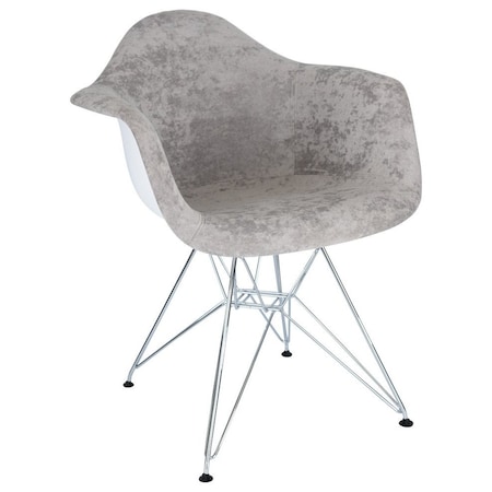 Leisuremod Willow Velvet Eiffel Metal Base Accent Chair, Cloudy Gray WM24VGR