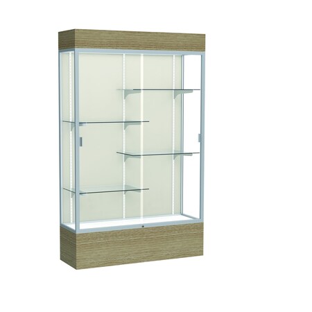 Ghent Reliant Lighted Floor Case, Plaque Back, Satin, 48"Wx80"Hx16"D 2174PB-SN-DK