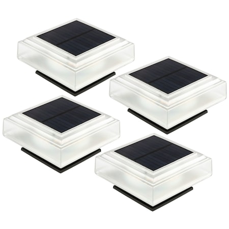 Pure Garden Solar Post Cap Lights 4 Waterproof LED Solar Powered Lights for Wooden or Vinyl Fence Post Caps 50-LG1506-2