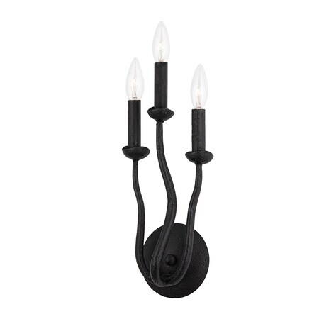 Troy Lighting Reign 3 Light Wall Sconce 7 In. Black Iron B1083-BI