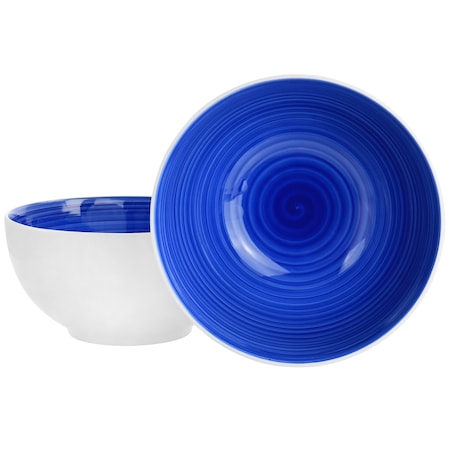 Gibson Home Crenshaw 7 Inch 2 Piece Stoneware Bistro Bowl Set in Blue and White 127295.02