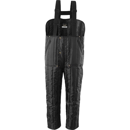 Ironwear Vertical Quilted Insulated Low Bib Overalls with Adjustable Elastic Suspenders, Black, Large 6935-B-LG