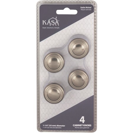 Hardware Resources KasaWare 1-1/4'' Dia. Satin Nickel Cabinet Knob, 4PK K236SN-4