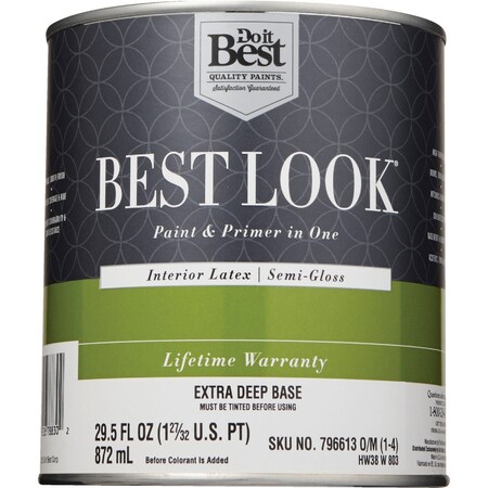 Do It Best Best Look Latex Premium Paint & Primer In One Semi-Gloss Interior Wall Paint Extra Deep Base 1 Qt. HW38W0803-14
