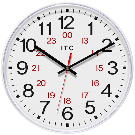Infinity Instruments Prosaic 24-Hour ITC Business Wall Clock, White, 12 in 90/1224-1WH