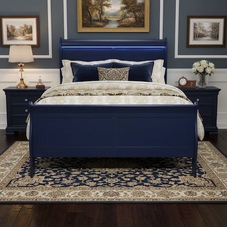 Homeroots Blue Queen Bed Frame With No 482386