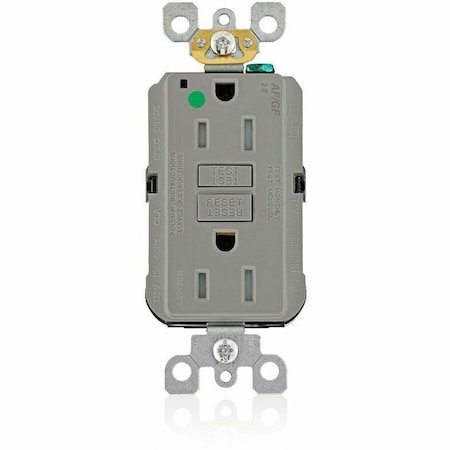 Leviton Receptacle, 15 A, 125V AC, Gray AGTR1-HGG