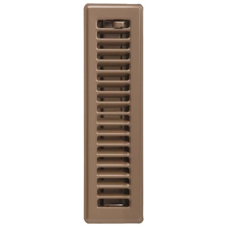 Imperial Standard Floor Register, 1134 in W Duct Opening, 2 in H Duct Opening, Steel, Brown RG2000