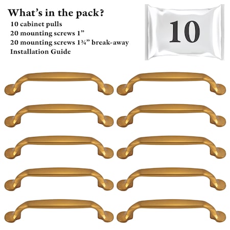 Designperfect 3 3/4'' Center-to-Center Bar Pull, 10PK DPA10S713CBZ