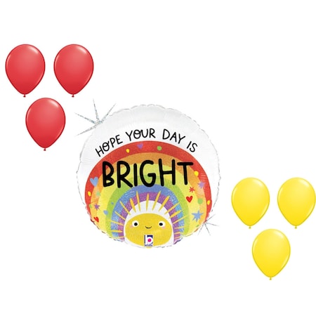 Loonballoon Bright Day Rainbow Sun Holographic Balloon Medium Shape Set 6x latex 84105