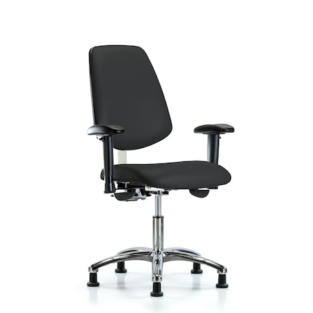 Blue Ridge Ergonomics Clean Room Chair Vin Desk Chair, Med, Bk, Gld, Blk, CL100, Adjustable Arms, 18" to 23" Height, Vinyl BR-NCR-VDHCH-MB-CR-T1-A1-RG-8540
