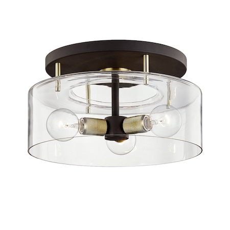 Troy Lighting Bergamot Station 3 Light Semi Flush 17 In. Bronze/Brushed Brass C7542-BRZ/BBA