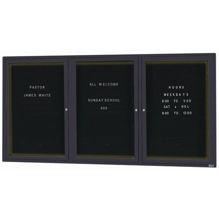 Aarco Illuminated Outdoor Enclosed Directory w/ Al Frame, Powder Coated Black, 36''Hx72''W OADC3672-3IBK