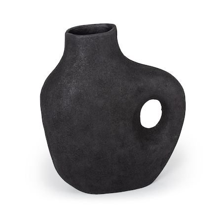 Homeroots 12" Black Aluminum Modern Abstract Table Vase 576776