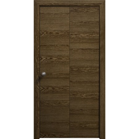Sartodoors Sliding Closet Bi-fold Doors 36 x 80 inches, Ego 5000 Marble Oak, Sturdy Tracks Moldings Trims Har EGO5000BF-DMR-36x80 (2* 18x80)