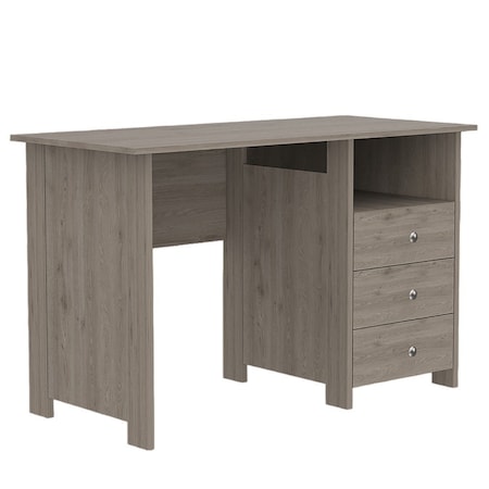 Homeroots 47" Light Gray and Brown Wood Computer Desk With Three Drawers 403799