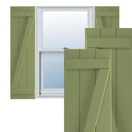 Ekena Millwork True Fit PVC Three Board Joined Board-n-Batten Shutters w/Z-Bar, Moss Green , 16 1/8W x 59H, PR TFP102BBF16X059MG