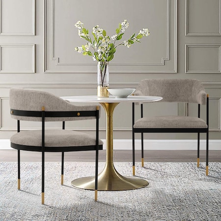 Manhattan Comfort Modern Lia Boucle Dining Armchair in Stone, 2PK 2-DC074-ST