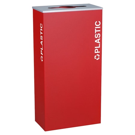 Ex-Cell Kaiser Rectangular Plastic 17 GallonRecycling Receptacle, Ruby Texture RC-KD17-PL RBX