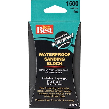 Do It Best Waterproof 3'' x 5'' x 1'' 1500 Grit Mirror Fine Sanding Sponge 8334004