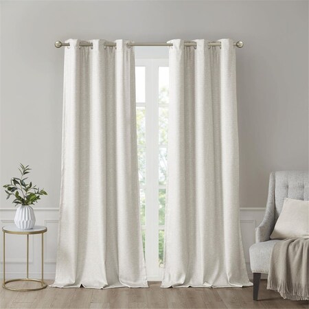 Sunsmart Ivory 100 Percent Polyester Printed Faux Silk Total Blackout Window Panel - Set of 2 SS40-0136