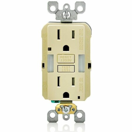 Leviton Self-Test GFCI Receptacle, Combination with Light, 15 Amp, 125 Volt, 5-15R NEMA GFNL1-I