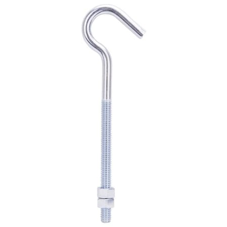 Prosource Hook Bolt, 9.3 mm Thread, 4 in L Thread, 7-1/4 in L, Steel, Zinc LR326