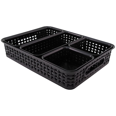 Thinkspace Plastic Weave Bin, Black, 5PK 37530