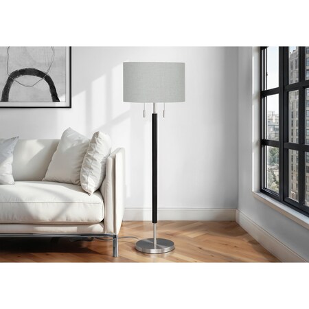 Monarch Specialties Lighting, 60''h, Floor Lamp, Nickel Metal, Grey Shade, Contemporary I 9748