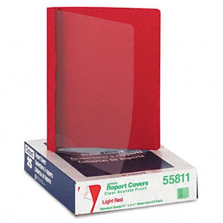 Esselte Pendaflex Clear Front Report Cover Tang Clip Letter 1/2 Capacity Red, 25PK 55811