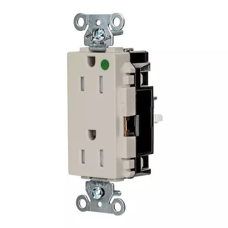 Hubbell Wiring Device-Kellems Straight Blade Receptacle, 5-15R, 15 A, 125V AC, 2 Pole, 3 Wire, Surface Mount, Grounded HBL2172STLATR