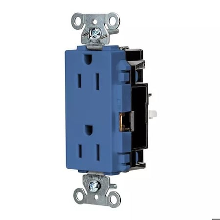 Hubbell Wiring Device-Kellems Straight Blade Receptacle, 5-15R, 15 A, 125V AC, 2 Pole, 3 Wire, Surface Mount, Grounded HBL2152STBL