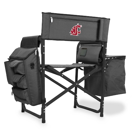 Picnic Time Family Of Brands NCAA Washington State Cougars Fusion Camping Chair with Side Table and Soft Cooler 807-00-679-634-0