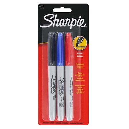 Sharpe Manufacturing Sharpie  Sharpie Fine Point Permanent Markers  Assorted, 3PK 30173PP