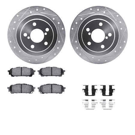 Dynamic Friction Co DFC Rotors-Drilled & Slotted-Silver w/ EURO 5000 Ceramic Brake Pads Incl Hdw 7612-13000