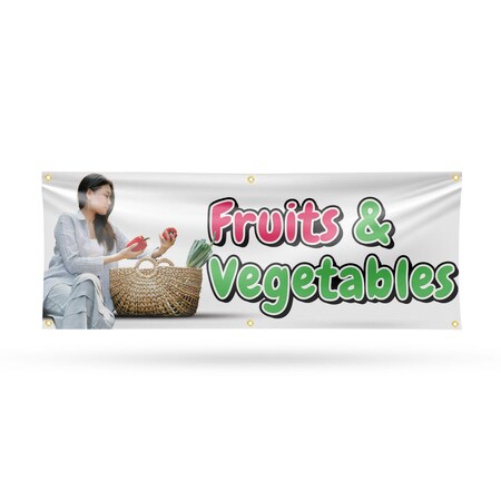 Signmission Fruits and Vegetables, 24 Inch x 72 Inch, Vinyl Banner B-72-30665
