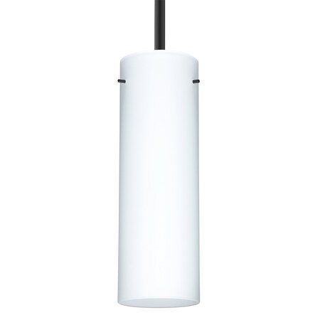Besa Lighting Besa Stilo 9 Stem Pendant, Opal Matte, Black Finish, 1x 9W LED 1TT-493007-LED-BK