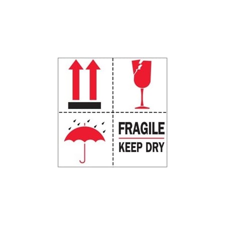Bubblefast 4 x 4'' - ''Fragile - Keep Dry'' Labels BFDL4420