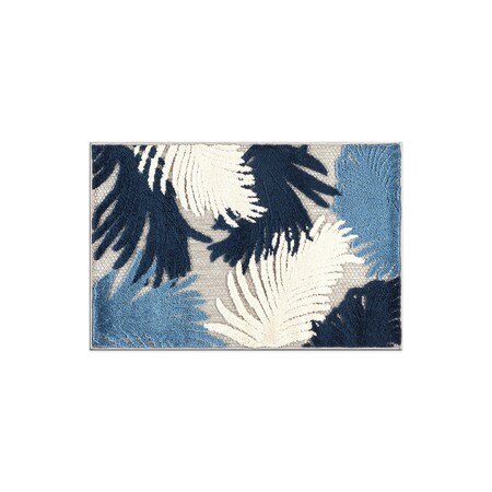 World Rug Gallery Amalfi Contemporary Tropical Floral Indoor/Outdoor Area Rug 2 ft 7 in x 4 ft Navy 8013NAVY27X4