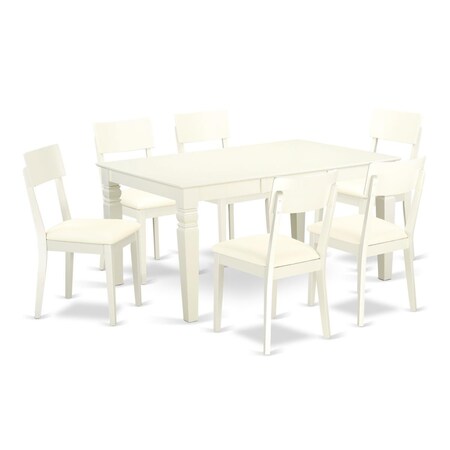 East West Furniture 7 Piece Dining Set, Linen White, 7PK WEAD7-LWH-LC