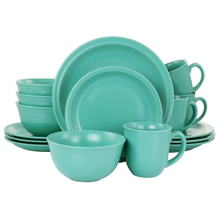 Gibson Home 16 Piece Siam Stoneware Dinnerware Set in Green 127264.16