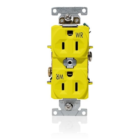 Leviton Duplex Rec 15A 125V WR Self-Gr Yellow WBR15-Y