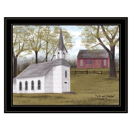 Homeroots Faith and Freedom 5 Black Framed Print Wall Art 404520
