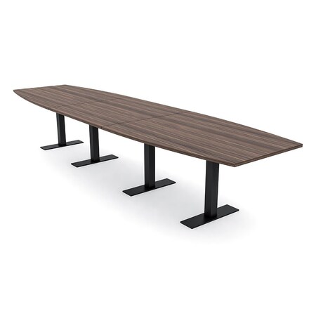 Skutchi Designs 16ft Boat Conference Table With Power | Harmony Series | 16 Person Meeting Room Table HAR-BOT-48X192-T.BK-H3041-NA