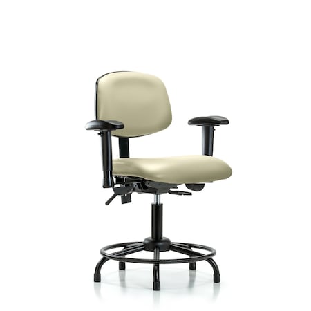 Blue Ridge Ergonomics Desk Chair Desk Chair, RT AA, Glides, Vinyl, Wht, Adjustable Arms, 18" to 23" Height, Vinyl BR-VDHCH-RT-T0-A1-RG-8501